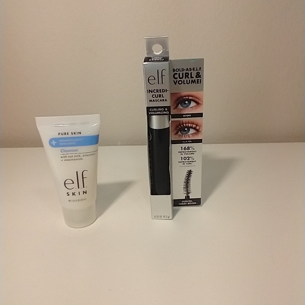 ELF Lash Incredicurl Mascara ,Pitch Black,0.32oz& Moisturizer Oat Milk Ceramides